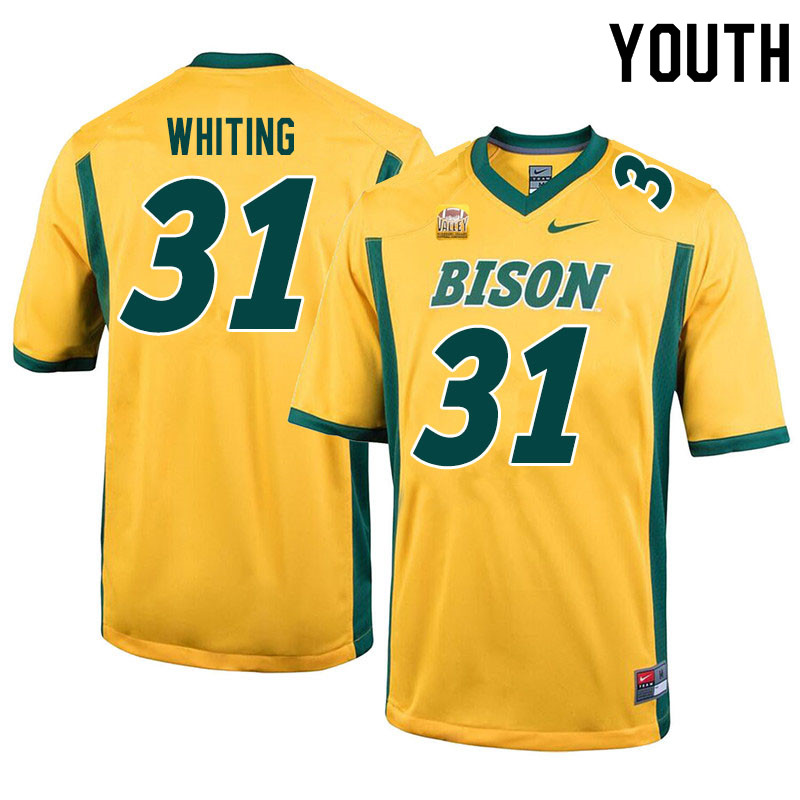 Youth #31 Nathan Whiting North Dakota State Bison College Football Jerseys Sale-Yellow - Click Image to Close